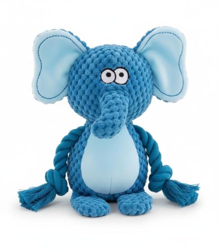 Praizen Plush Elephant Dog Chew Toy Cotton Rope Interactive