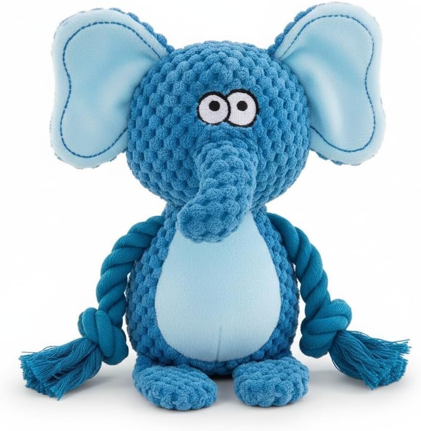 Praizen Plush Elephant Dog Chew Toy Cotton Rope Interactive