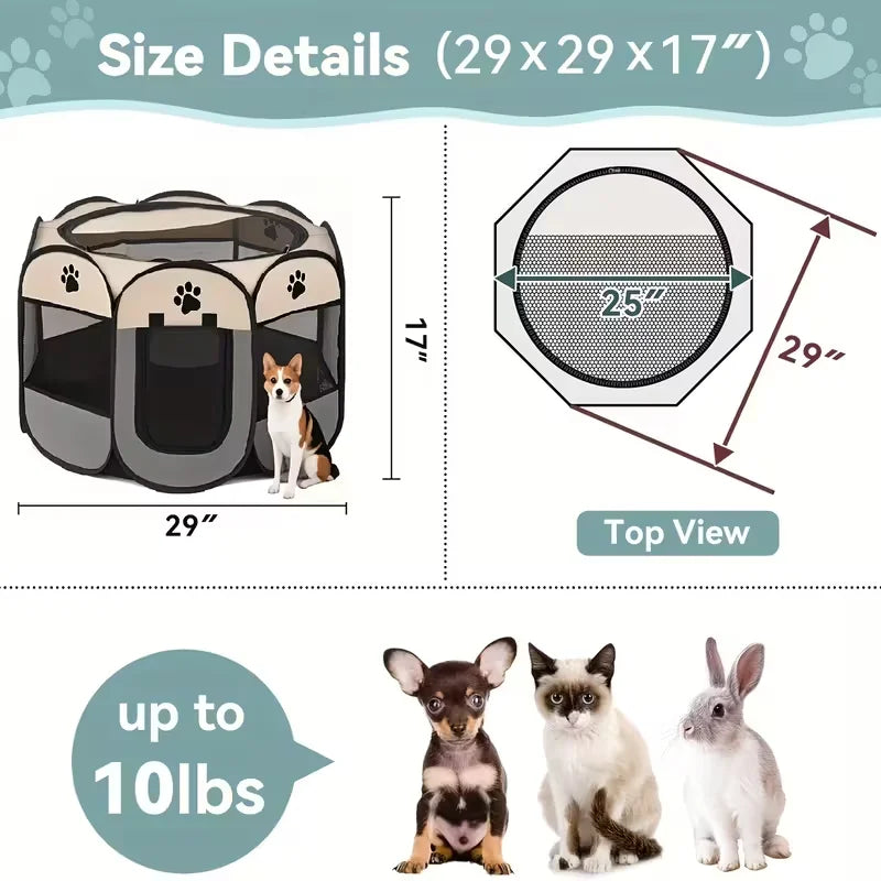Foldable Pet Playpen For Dogs & Cats