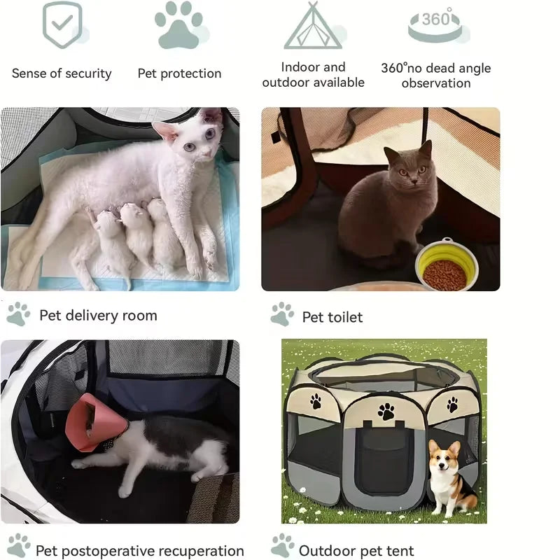Foldable Pet Playpen For Dogs & Cats