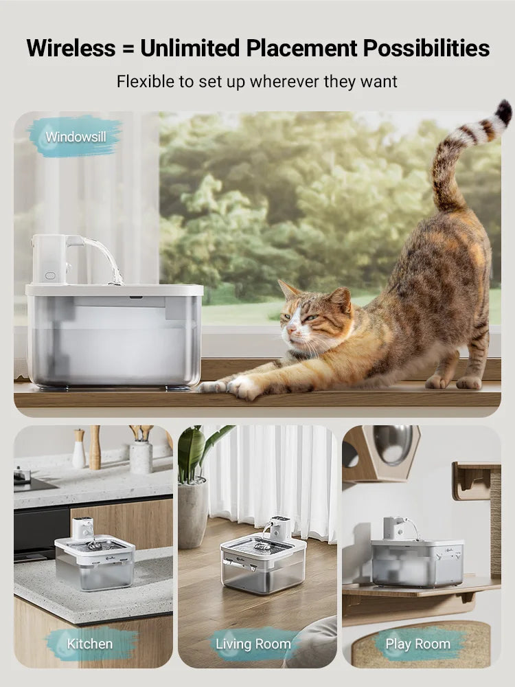 DownyPaws 2.5L Automatic Stainless Steel Cat Water Fountain