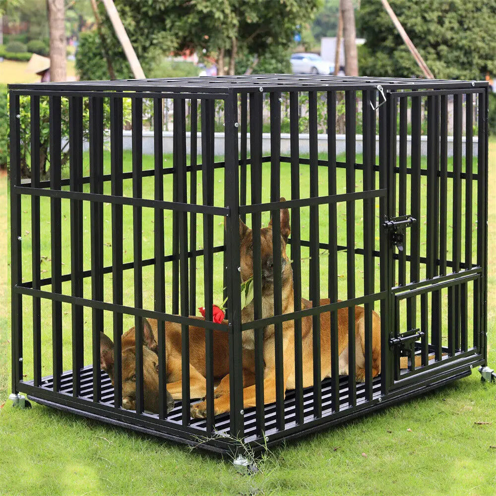 Heavy Duty Dog Crate with Wheels & 3 Doors