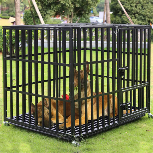 Heavy Duty Dog Crate with Wheels & 3 Doors