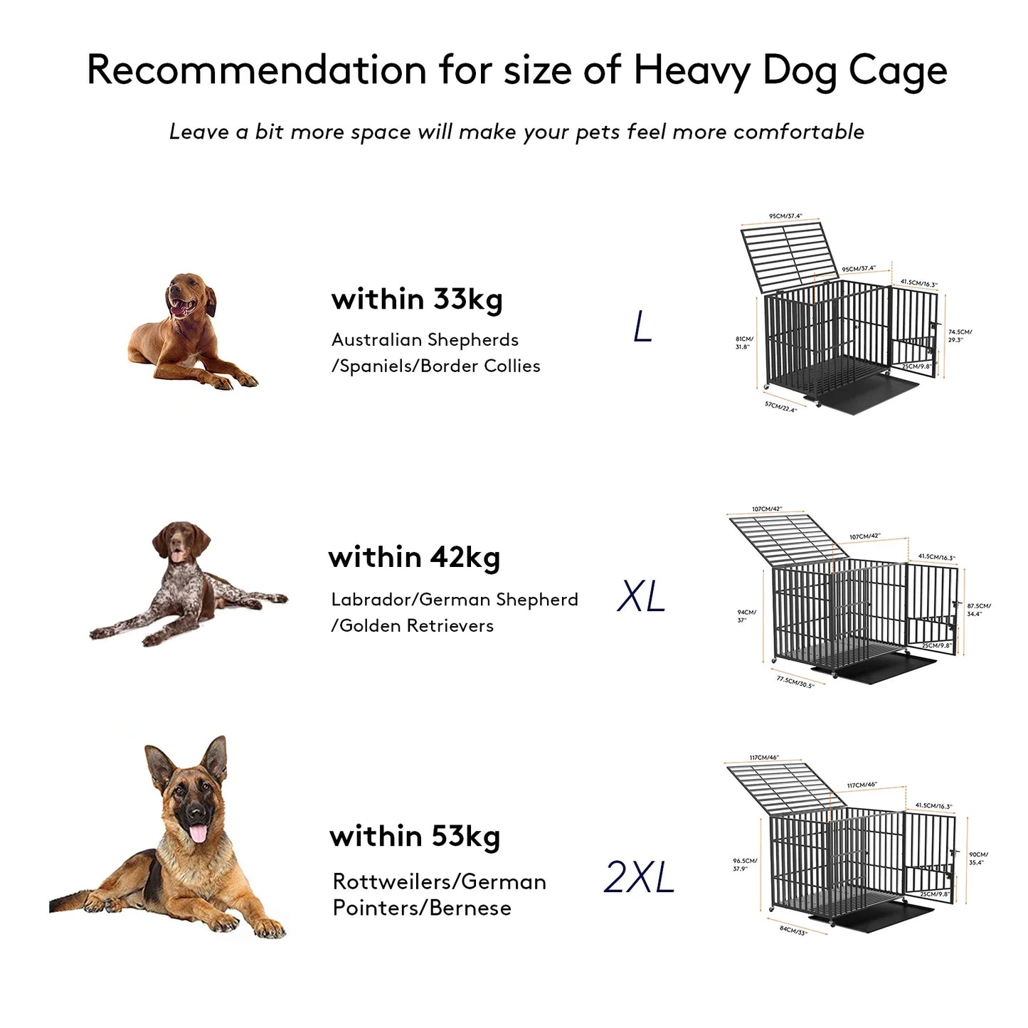 Heavy Duty Dog Crate with Wheels & 3 Doors
