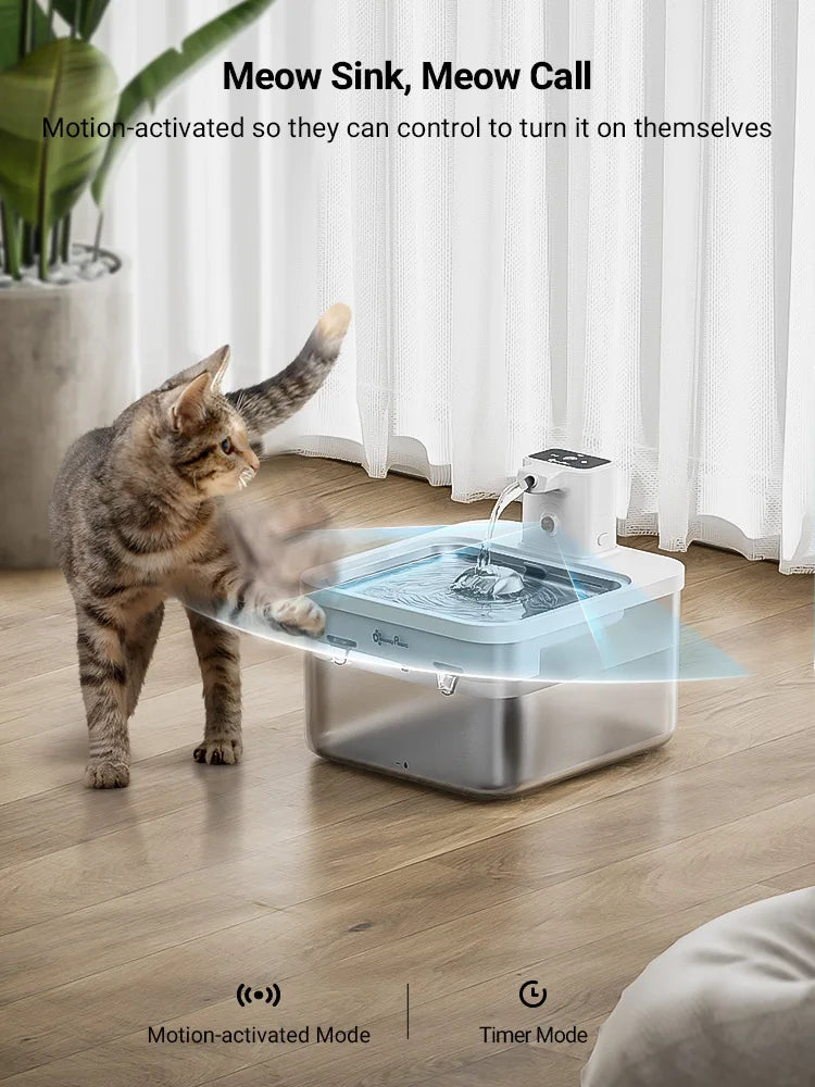 DownyPaws 2.5L Automatic Stainless Steel Cat Water Fountain