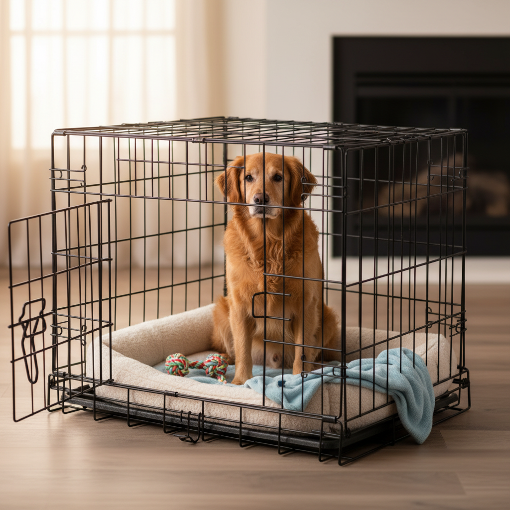 Double Door Folding Metal Dog Cage with Leak-Proof Tray